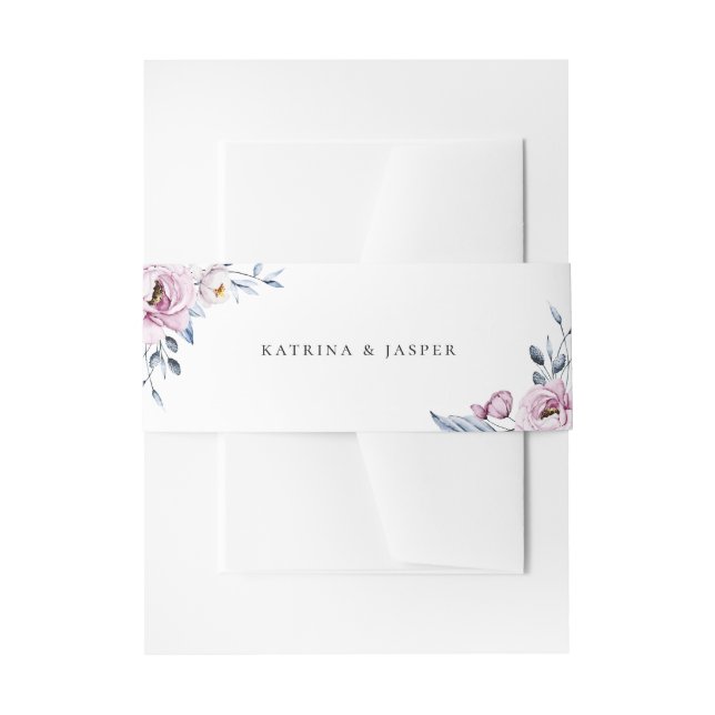 Cintas Para Invitaciones Boda floral Dusty Blue Mauve (Anverso Ejemplo)