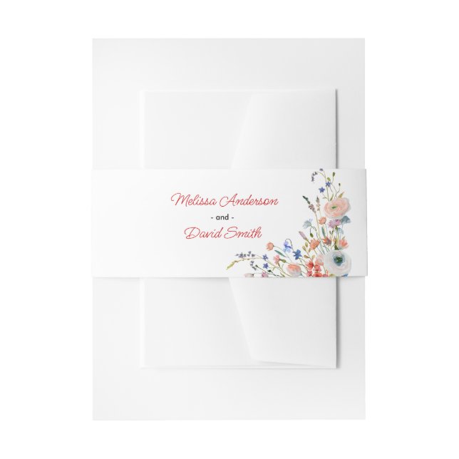 Cintas Para Invitaciones Boda floral elegante (Anverso Ejemplo)