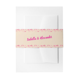 Cintas Para Invitaciones Boda floral elegante en beige y rosa blush