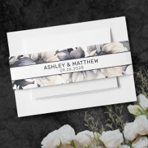 Boda floral elegante moderna en blanco y negro
