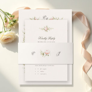 Cintas Para Invitaciones Boda floral etérea Vintage Garden en rosa pálido