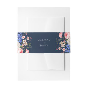 Cintas Para Invitaciones Boda floral floral azul marino