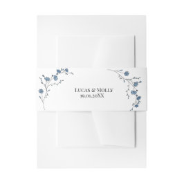 Cintas Para Invitaciones Boda floral francesa azul moderna