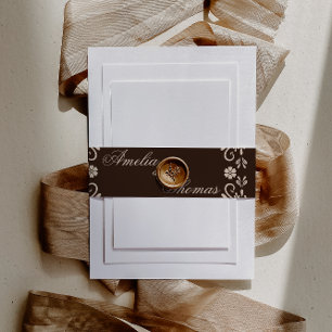 Cintas Para Invitaciones Boda Floral Marrón Rústico