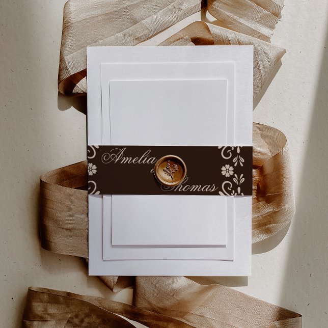 Cintas Para Invitaciones Boda Floral Marrón Rústico (Subido por el creador)