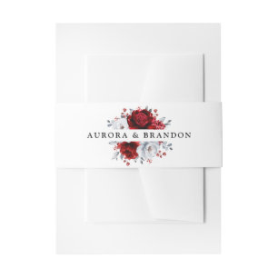Cintas Para Invitaciones Boda floral metálica roja blanca plateada real