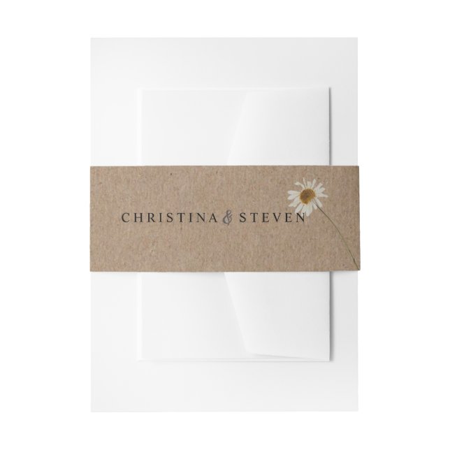 Cintas Para Invitaciones Boda floral mínimo rústico (Anverso Ejemplo)