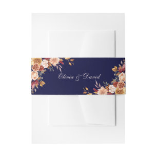 Cintas Para Invitaciones Boda Floral Moderna Azul Marinho Boho Naranja Quem