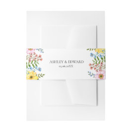 Cintas Para Invitaciones Boda floral moderna de primavera en amarillo, azul