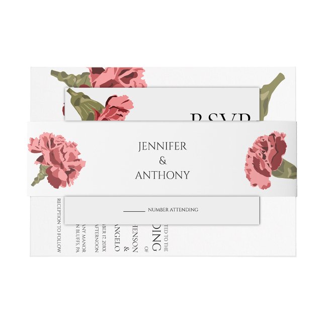 Cintas Para Invitaciones Boda floral moderno Pink Carnations de lujo (Subido por el creador)
