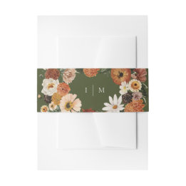 Cintas Para Invitaciones Boda Floral Monograma Boho Verde Otoño