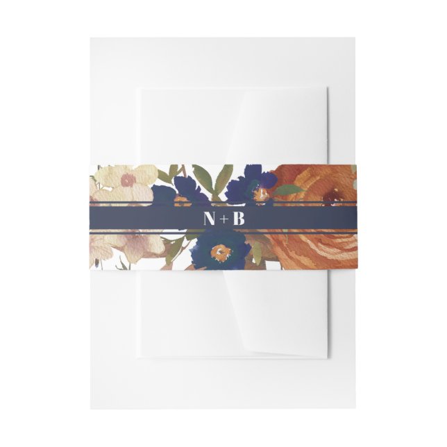 Cintas Para Invitaciones Boda floral monogramado (Anverso Ejemplo)