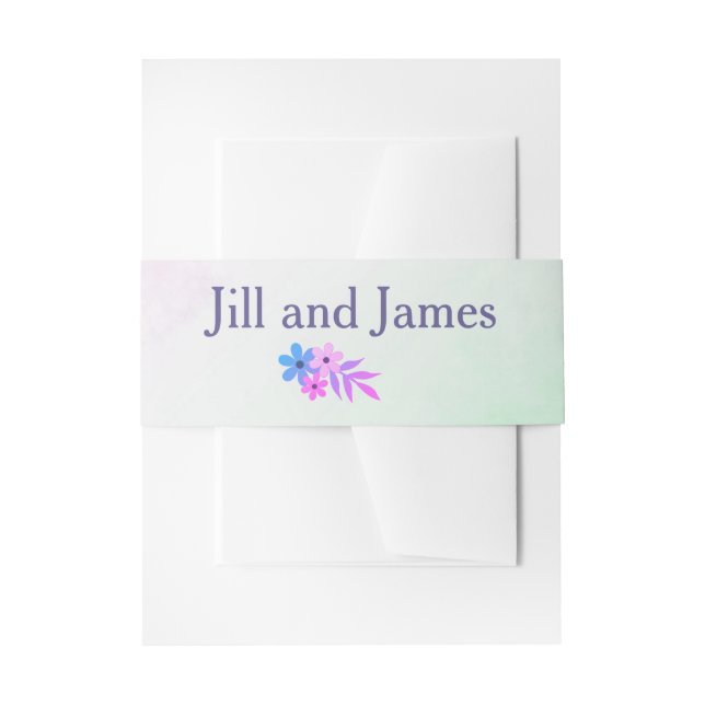 Cintas Para Invitaciones Boda floral morado y verde (Anverso Ejemplo)