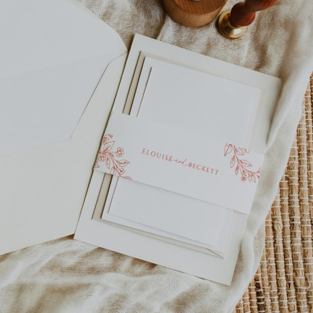 Cintas Para Invitaciones Boda floral Naranja moderna invita a banda Belly (Subido por el creador)