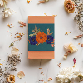 Cintas Para Invitaciones Boda floral naranja naval azul otoño rústico