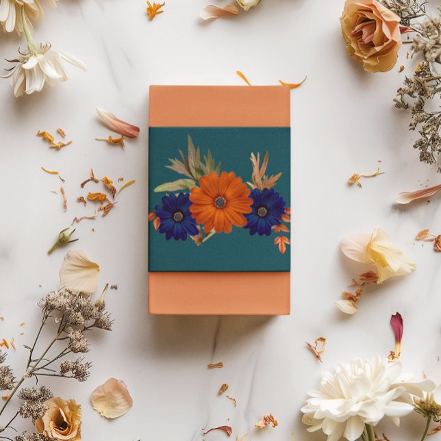Cintas Para Invitaciones Boda floral naranja naval azul otoño rústico (Subido por el creador)