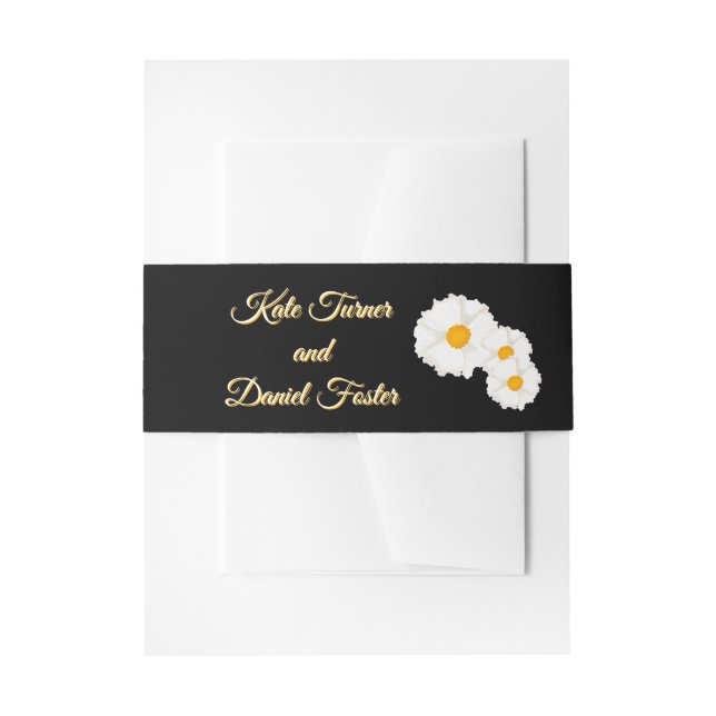 Cintas Para Invitaciones Boda Floral Negra  (Anverso Ejemplo)