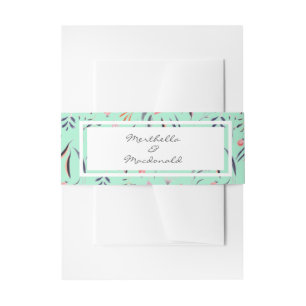 Cintas Para Invitaciones BODA floral personalizado NEO MINT