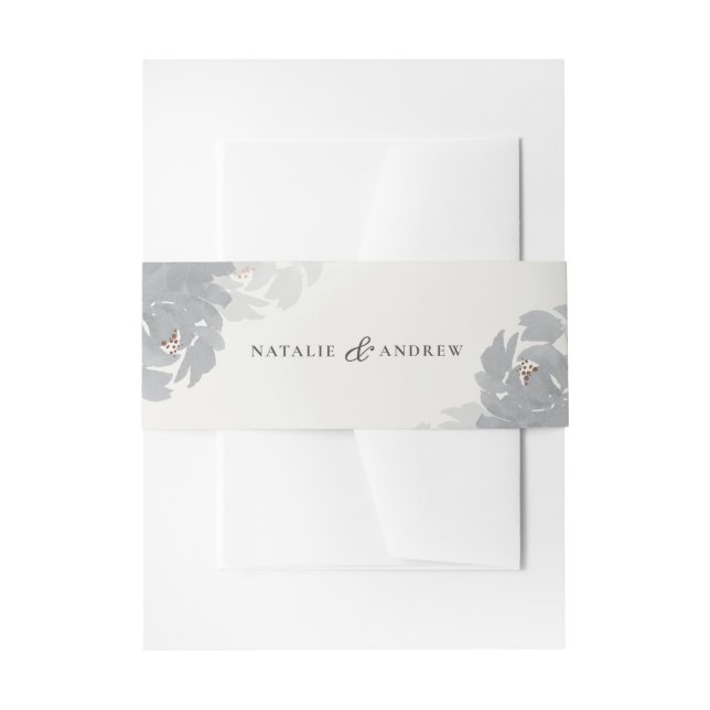 Cintas Para Invitaciones Boda floral pintada a mano moderna  (Anverso Ejemplo)