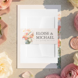 Cintas Para Invitaciones Boda floral pintada con toque romántico