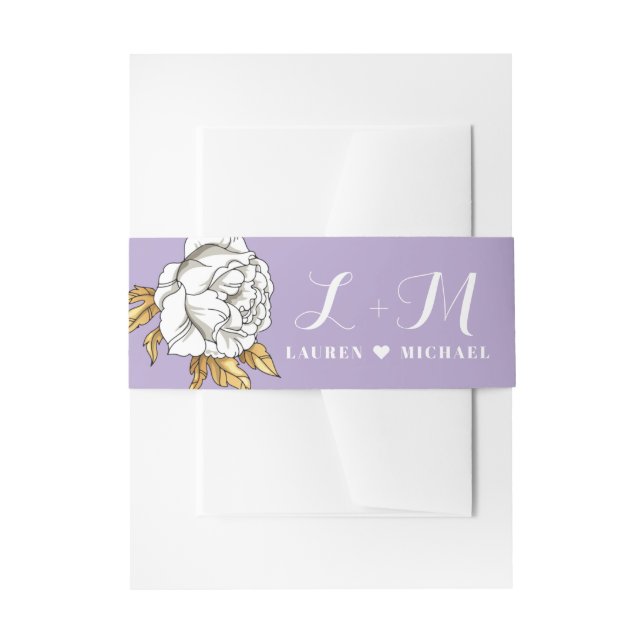 Cintas Para Invitaciones Boda floral Purple White Rose Carnation Spring (Anverso Ejemplo)