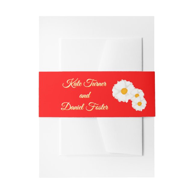 Cintas Para Invitaciones Boda Floral Roja  (Anverso Ejemplo)