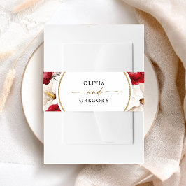 Cintas Para Invitaciones Boda floral rojo y blanco ruby