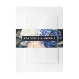 Cintas Para Invitaciones Boda floral rosa azul marino y turbio Rubor