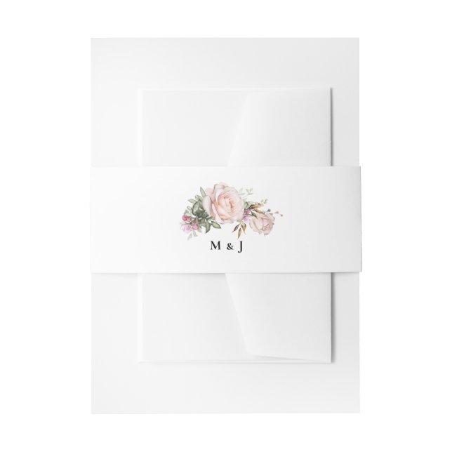 Cintas Para Invitaciones Boda floral rosa del jardín (Anverso Ejemplo)
