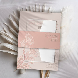 Cintas Para Invitaciones Boda floral rosa minimalista