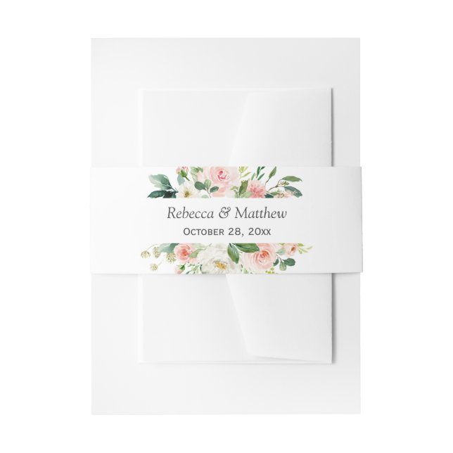 Cintas Para Invitaciones Boda floral rosa Rubor de color de agua (Anverso Ejemplo)