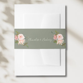 Cintas Para Invitaciones Boda floral rosa Sage Green y Rubor