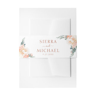 Cintas Para Invitaciones Boda Floral Rubor Peach Cream Gold Terracotta