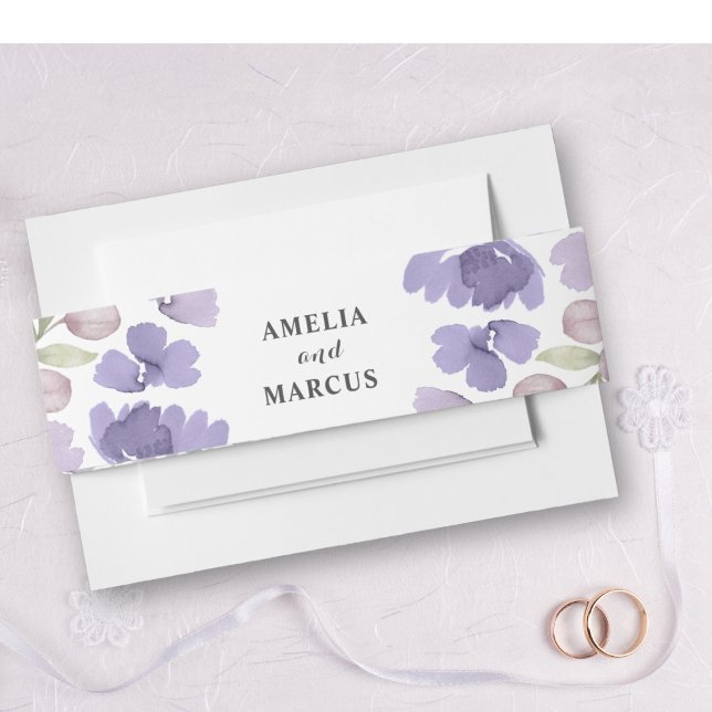 Cintas Para Invitaciones Boda floral Rusple Purple Watercolor (Subido por el creador)