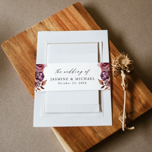 Cintas Para Invitaciones Boda floral Rustic Autumn Marsala (Subido por el creador)