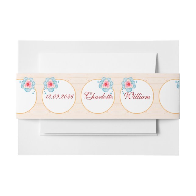 Cintas Para Invitaciones Boda Floral Rústica (Anverso Ejemplo)