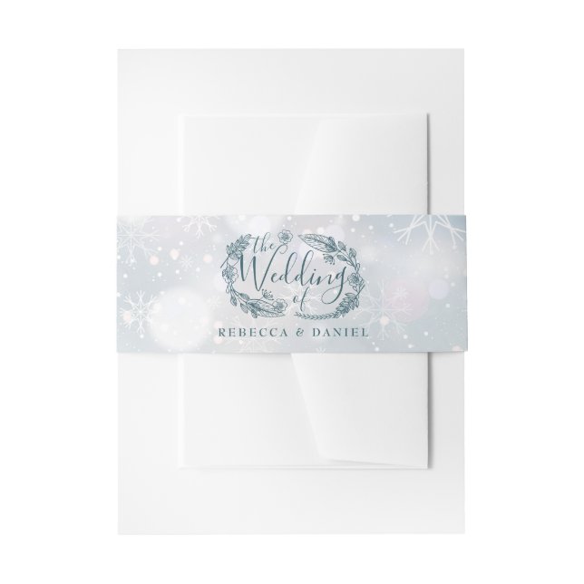 Cintas Para Invitaciones Boda Floral Rústica de Copos de Nieve de Invierno (Anverso Ejemplo)
