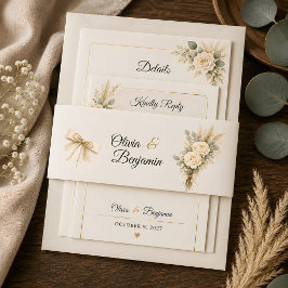 Cintas Para Invitaciones Boda Floral Rústica de Lujo