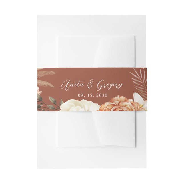 Cintas Para Invitaciones Boda Floral Rústica de Otoño (Anverso Ejemplo)