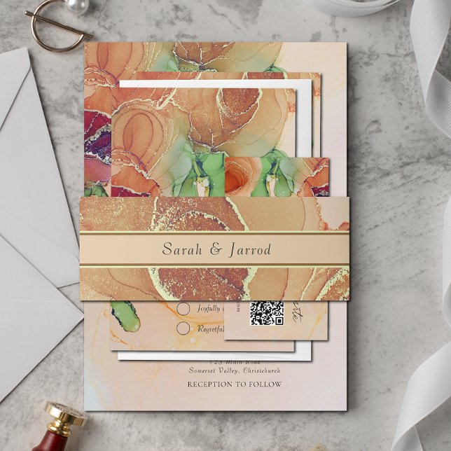 Cintas Para Invitaciones Boda floral rústico de Terracotta Beige (Subido por el creador)