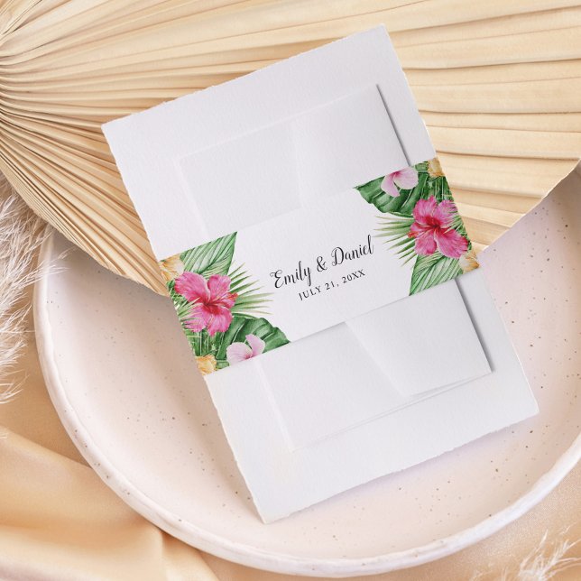 Cintas Para Invitaciones Boda floral tropical acuática (Subido por el creador)