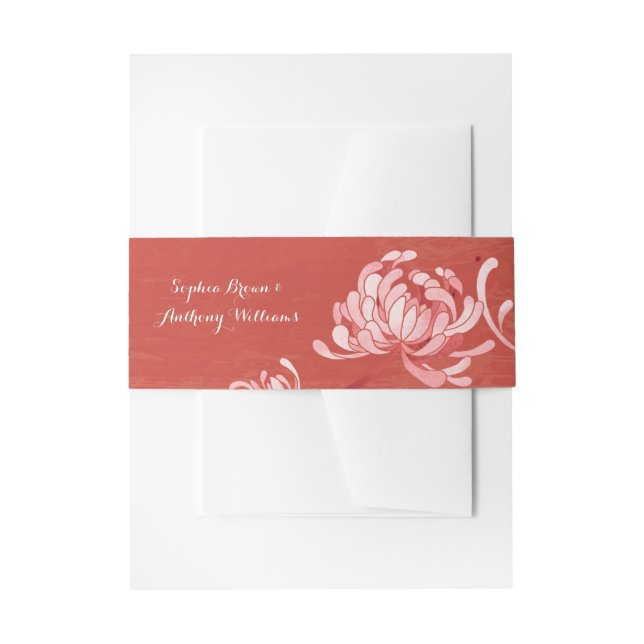 Cintas Para Invitaciones Boda floral único de elegancia roja (Anverso Ejemplo)