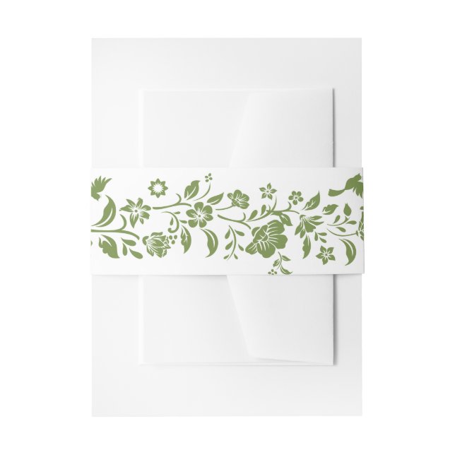Cintas Para Invitaciones Boda Floral Verde (Anverso Ejemplo)