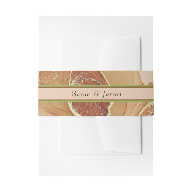 Cintas Para Invitaciones Boda Floral Verde Marrón Rústico  (Anverso Ejemplo)
