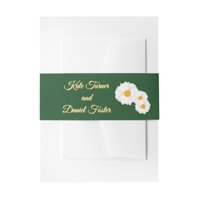 Cintas Para Invitaciones Boda Floral Verde Profundo  (Anverso Ejemplo)
