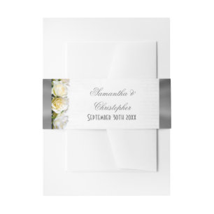 Cintas Para Invitaciones Boda floral y plateado de rosa blanco