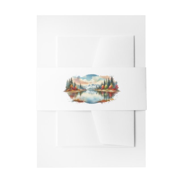 Cintas Para Invitaciones Boda Forestal Rustic Otumn Lakeside (Anverso Ejemplo)