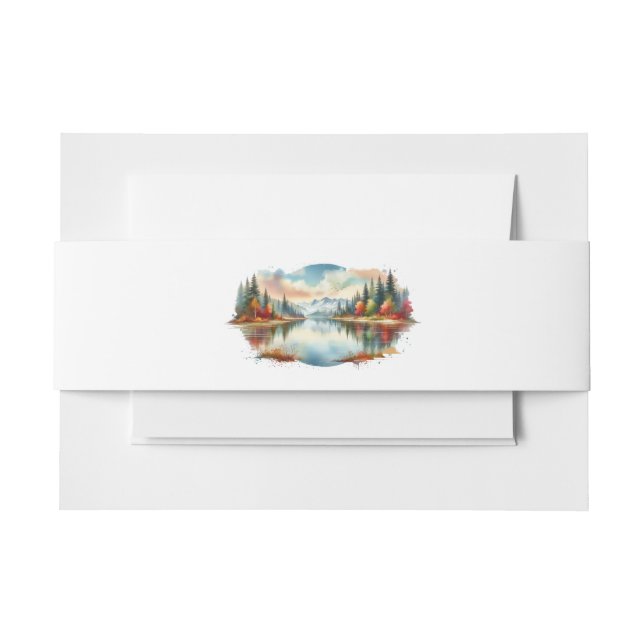Cintas Para Invitaciones Boda Forestal Rustic Otumn Lakeside (Anverso Ejemplo)