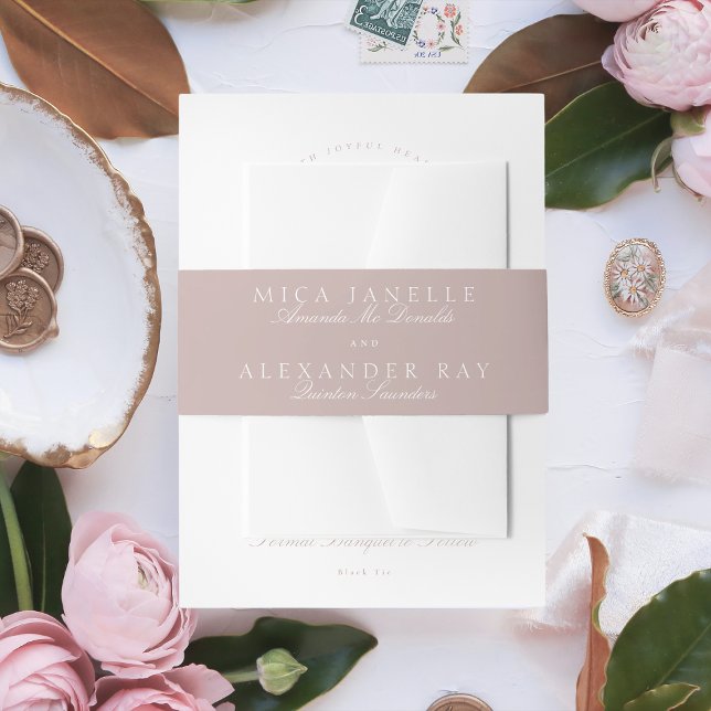 Cintas Para Invitaciones Boda formal de caligrafía clásica de tonos rosados (Subido por el creador)