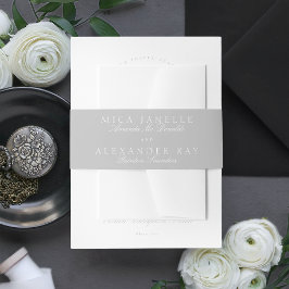 Cintas Para Invitaciones Boda formal de caligrafía clásica gris claro